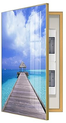 Hengqiyuan Copertura Quadro Elettrico Decorativa - Nascondi Contatore - Quadri Copri Contatori Elettrici da Parete - Sono Disponibili Vari Stili - Ideale per la Tua Casa Quadri,B(Gold),50×70cm