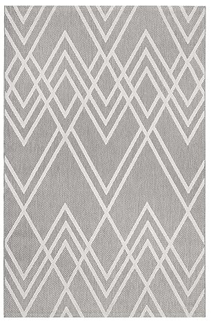 Esprit Teppich In-& Outdoor wetterfest und farbecht mit geometrischem Muster für Balkon, Terrasse, Garten, Küche, Flur, Wohnmobil und Camping – Rave (160 x 225 cm, grau)