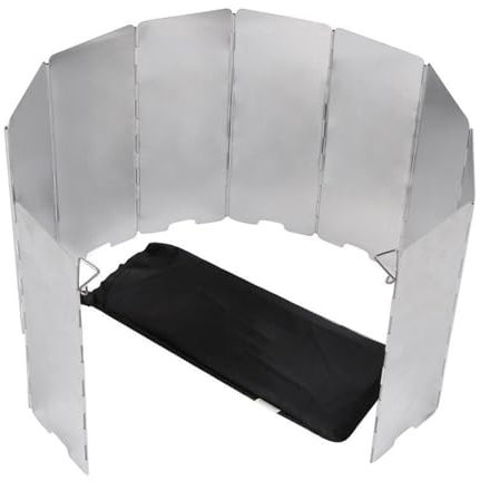 Lixada Parabrisas Plegable para Estufa, 10 Placas, Cocina de Aluminio para Acampar, Parabrisas con Bolsa de Almacenamiento