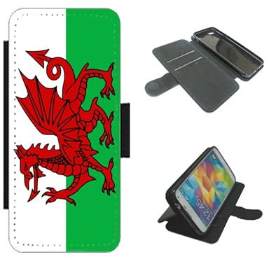 Customised-Printing Welsh Flag phone case Wallet for iPhone 12 Wales Dragon PU leather flip cover (Apple iPhone 12)