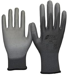 Nitras Montage- und Arbeitshandschuh 6205, Farbe: grau, 12 Paar Größe: XL (9) oder XXL (10) - mit einer Teilbeschichtung auf Innenhand und Fingerkuppen sowie einem Strickbund (10 XXL)
