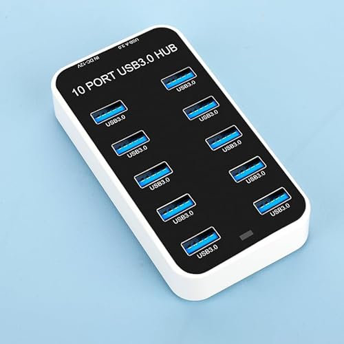 A-Goldnest USB 3.0 Hub, 10-Port USB Hub，USB Splitter USB Expander for Laptop, Xbox, Flash Drive, HDD, Console, Printer, Camera,Keyborad, Mouse (Black) (Black, 10-Port)