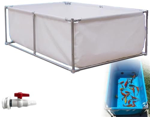 Pounjsd Piscinas Rectangulares De Verano sobre El Suelo, Piscina sobre Rasante, Piscinas Desmontables Acero, 3m Gran Pecera Plegable con Válvula De Drenaje for Estanque de acuicultura de jardín