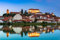 adrium Acryl-Bild 60 x 40 cm: Beleuchtete Stadt Ptuj in Slowenien in der Dämmerung. (131117644)