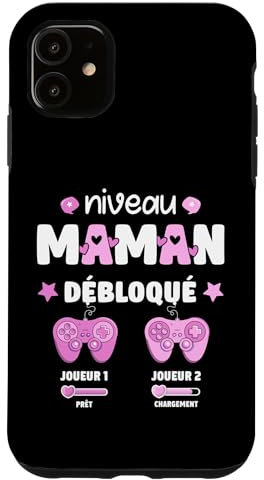 Coque pour iPhone 11 Enceinte Maman Niveau Maman Débloqué Geek en Cours 2025