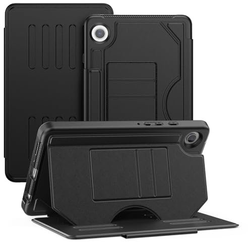 Case for Samsung Galaxy Tab A9 8.7 Inch 2023, PU Leather Hard Shell Smart Protective Cover Flip Case for Tab A9 SM-X110/X115/X117, Multi-angle Magnetic Stand, Auto Sleep/Wake, Card Slot, Black
