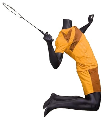 Blazea Schaufensterpuppe Männliche Muskulöse Sportpuppe Ganzkörper, Schaufensterpuppe Schneiderpuppe Ohne Kopf, Schwarze Realistische Schaufensterpuppe in Badminton-/Basketball-Haltung(Badminton)