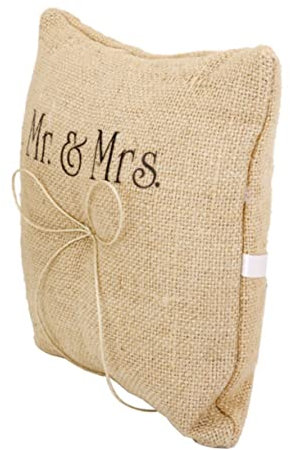 CIMAXIC Ringkissen 15x15 cm Für Hochzeit „mr Mrs“ Mit Schleife Satinbändern Riemen Für Ringträger