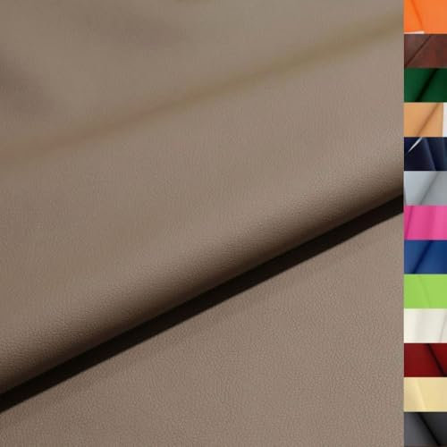 TOLKO 1m Kunstleder Meterware | weiches Premium Lederimitat für Stuhl Bank Sessel Sofa Sitzbezug Bezugstoff in edler Nappa Optik 140cm breit Polsterstoff Polsterbezug Möbelstoff (Chamoisee)