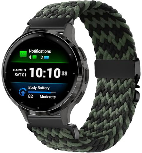 VELULYX Nylon Flechtband Kompatibel mit Garmin Venu 2S/Venu 3S/Vivomove 3S/Vivoactive 4S, 18MM Elastisches armband für Fossil Gen 6/5E/3/4/Wings Steel HR 36mm/ScanWatch 2 38mm