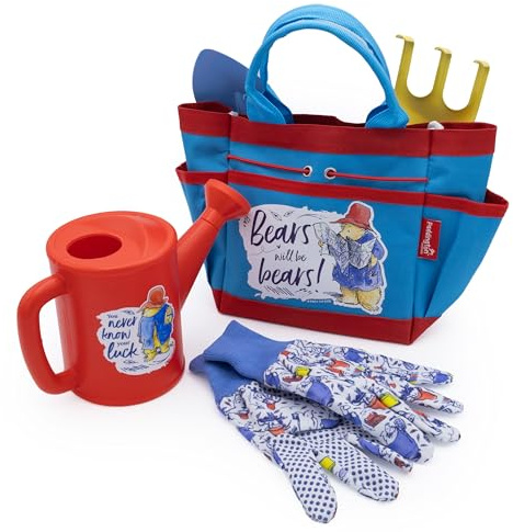 Paddington Bear Children’s Gardening Set | 5 Piece Kids Garden Tool Kit with Watering Can, Rake, Spade, Gloves & Carry Bag | Official Licensed Gift