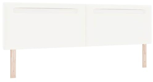 vidaXL Headboard with LED Strip Lights Wall-mounted White 200 cm PVC, Sleek Bedroom Headboard, Rectangular, Height-Adjustable, Durable, LED Wall-Mounted Design, Modern Home Furnishings, Versatile