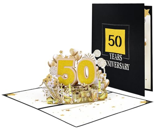 Rubinhochzeit Geschenk 40 Hochzeitstag 3D Pop Up Karte mit Umschlag und Blanko Karte für Eltern Großeltern Paare (One size, goldene hochzeit 50)