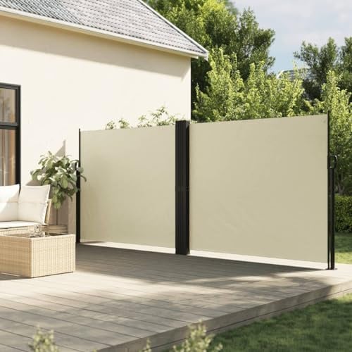 Balkon Windschutz Seitlich, Seitenmarkise Ausziehbar Creme 180x1000 cm für Balkon, Terrasse, Garten