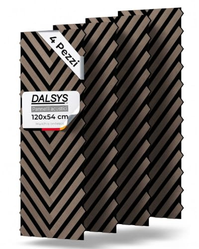 Dalsys 4x Akustikpaneele mit Fischgrät-Muster 120 x 54cm Walnuss Holz