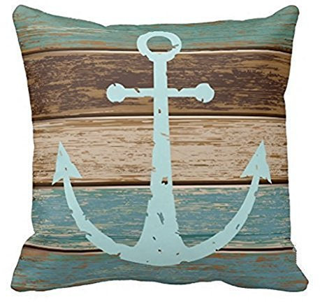 Violetpos Kissenhülle Deko Nautischer Anker verwittertes Holz Sofa Zierkissenbezug Auto Zierkissenbezüge Kissenbezüge Bettwaren & Bettwäsche Kopfkissen Kissen 80 x 80 cm