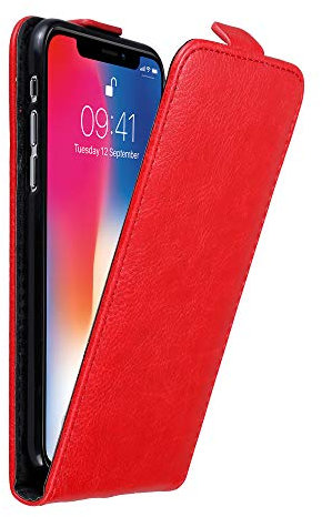 Cadorabo Custodia per Apple iPhone X/XS in ROSSO MELA - Protezione in Stile Flip con Chiusura Magnetica - Case Cover Wallet Book Etui