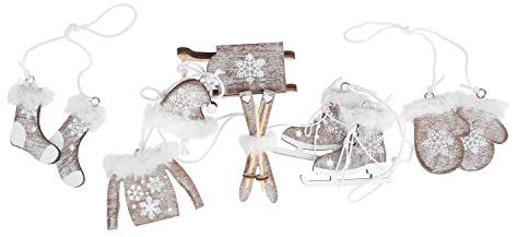 Deko-Anhänger Kiruna 6er-Set Braun/Weiß