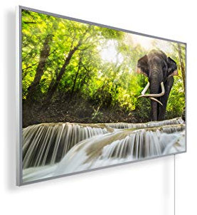 Könighaus 1000W Infrarotheizung mit Bild in HD Qualität - Energiesparend - TÜV SÜD + 5 Jahre Garantie - Doppelter Überhitzungsschutz - Infrarot Wandheizung - Motiv: 22. Wasserfall Elefant