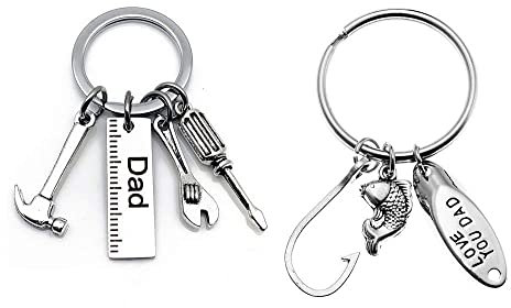 Deesos 2pcs porte-clés cadeau de fête des pères Love You Dad porte-clés,meilleur cadeau pour l'anniversaire de papa