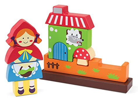 Edushape Red Riding Hood Blocks 3D Wooden Jigsaw Puzzle Game for Kids. Colourful Magnetic Durable Wood Blocks. Educational Gift for Children 2+