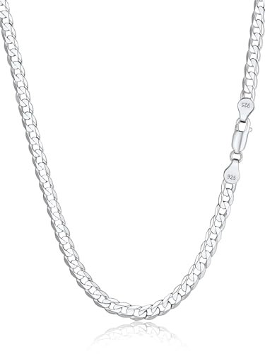 Silvora Feine Silberkette 5mm Ultradünne Sechseck Damen/Herren Kette aus 925 Silber Damen Kubanische Kette 51cm Halskette Damen/Herren ohne Anhänger aus 925er Sterlingsilber