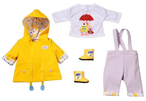 BABY born Deluxe Regen Set für 43cm Puppe - Leicht für Kleine Hände, Kreatives Spiel fördert Empathie & Soziale Fähigkeiten, für Kleinkinder ab 3 Jahren - Inklusive Gummistiefel & mehr