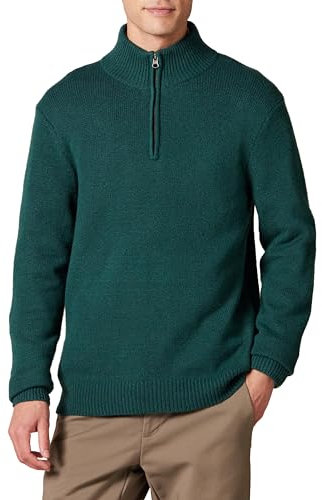 Amazon Essentials Men's Long-Sleeve Soft Touch Quarter-Zip Jumper, Forest Green, M