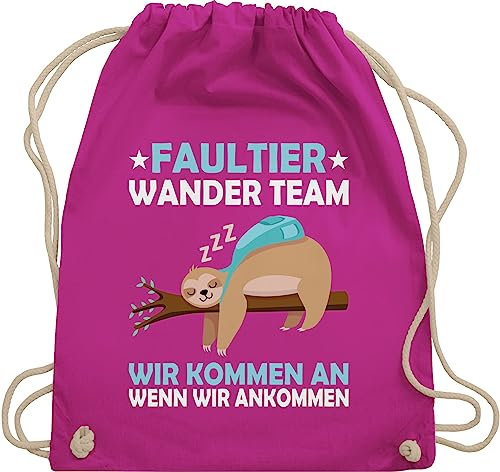 Turnbeutel Rucksack - Sprüche Statement mit Spruch - Faultier Wander Team Hiking - Unisize - Fuchsia - bedruckt sprüchen wandern bag damen sportbeutel+spruch spruche wanderer stoffbeutel