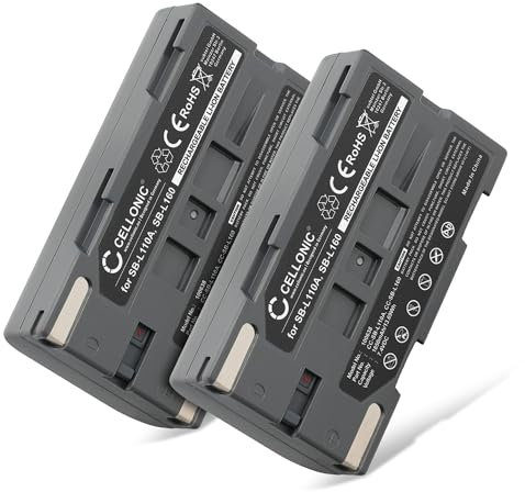 subtel 2X SB-L110A L160 L320 L480 Akku kompatibel mit Samsung VP-M53 VP-M51 SC-M54 VP-D23 VP-M52 SC-D33 7.2V - 7.4V 1850mAh