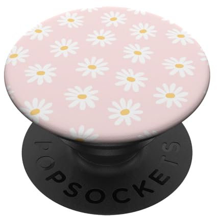 PopSockets Daisy flowers Pink background For Womens PopSockets PopGrip: Swappable Grip for Phones & Tablets