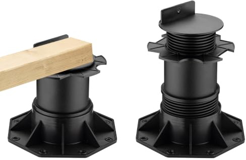 Wiltec Stelzlager für Terrassen, 2700kg, 140-210mm, höhenverstellbarer Stellfuß für Terrassendielen, Platten und Planken