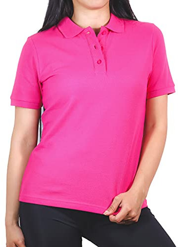 Polo Shirt Básica Manga Corta piqué Algodón Transpirable Golf Top (Fucsia, M)