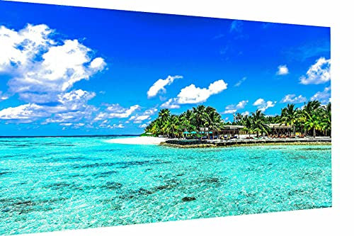Magic Canvas Art - Bilder Urlaub Karibik Strand Insel Leinwandbild 1- teilig Hochwertiger Kunstdruck modern Wandbilder Wanddekoration Design Wand Bild, Größe: 150 x 100 cm