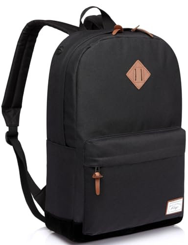Kasgo Schulrucksack, Wasserabweisend 15.6 Zoll Laptop Rucksack Daypack Klassischen für Teenage Jungen Herren Damen Reise Schwarz