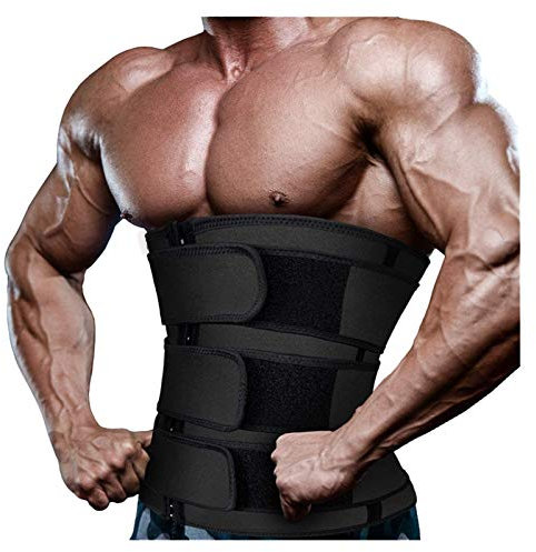 Herren Bauchweggürtel Fitnessgürtel Body Shaper Schwitzgürtel Taillenmieder Korsett Verstellbarer Neopren Sauna Gürtel Gewichthebergürtel Rückenbandage Bauchgürtel Bauchweg Taillen (Schwarz, XL)