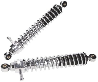 2EXTREME Stoßdämpfer Set 380mm verstellbar kompatibel mit Simson S 51 B1-3 | Verchromte Federbeine als Paar, 380mm Lochabstand, Augen-Ø 8mm, ca. 25mm länger; kompatibel mit Simson S70, S 53 50 Beta, S83