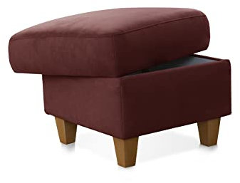 CAVADORE Polsterhocker Palera / Beistellhocker mit Stauraum, ideal als Fußhocker oder Sitzgelegenheit / 58 x 48 x 58 / Mikrofaser, Rot