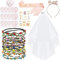 Sposa Gadget, 29Pcs Kit Coroncine Fiori Sposa con 12 Coroncine Fiori, 12 Team Sposa + 1 Sposa Tatuaggi, Velo, Fascia Sposa Tiara per Bachelorette Party