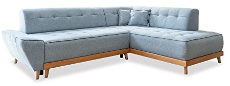 MIUFORM Ecksofa mit Schlaffunktion und Bettkasten Wohnladschaft | Dazzling Daisy L-Form | Wohnladschaft Couch L Form Schlafcouch (Hellblau, Rechts ausgerichtet)