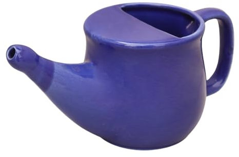 Ceramic Neti Pot, Spill Proof for Nasal Cleaning, Microwave Safe (Blue) Holds 400 Ml Capacity