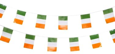 Smiffys St Patricks Day Rectangle Bunting, Plastic 10 Metres, St Patricks' Day Fancy Dress, Adult Dress Up Party Goods