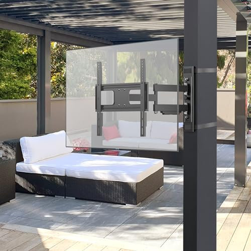 ZeboZap ZZTVA2044 DIY Gazebo TV Mount | No Drill Full Motion | Outdoor Mount | Patio | Pergola | Post | Stainless Steel Screws | Weatherproof | Holds 80lbs | Black