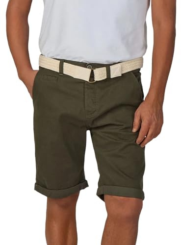 riverso Kurze Hosen Herren Sommer Chino Shorts mit Gürtel Regular Fit RIVHenry Bermuda Stretch, Größe:W 33, Farbe:Cypress Green