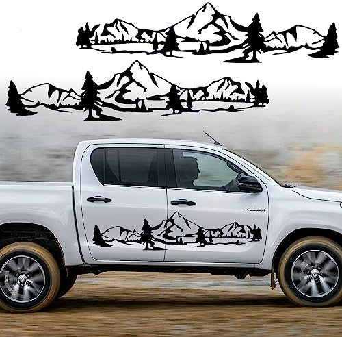 Mountain Car Decals, Cool Auto Stickers Waterproof Vinyl Hood Decal Car Window Stickers Forest Auto Graphics Body Side Door Trunk Decoration for Racing Car SUV Truck Off-Road Vehicle Jeep RV, Black