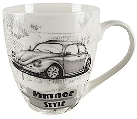 VERONI Tazza vintage maggiolino, 550 ml, porcellana di alta qualità, idea regalo