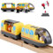 Zuoan Batteriebetriebener Zug für Holzeisenbahn Schienenset Spielzeug für Kleinkinder 3 4 5 Jahre alt Jungen Kinder Magnetische Kupplungen Stadtfahrzeug mit Figuren (ohne Holz-gleise)