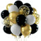 NEBURORA Schwarz und Gold Konfetti Luftballons 60 Stück 12 Zoll Metallic Gold Weiß und Schwarz Konfetti Luftballons mit Bändern für Geburtstagsfeier, Hochzeit,Abschlussfeier,Urlaub,Feiern