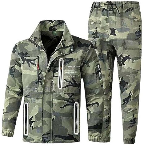 Aoleaky Herren-Camo-Sets Frühling und Herbst Mehrfachtaschen-Cargohosen legere Jacken Hosen Angelbekleidung Männer EN8 Sets L