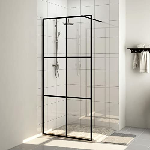 Homgoday Paroi de douche à l'italienne en verre transparent ESG Noir 80x195 cm, Paroi de douche fixe, Groupe de douche mural, Paroi de douche coulissante, Paroi de douche à l'italienne pour salle de